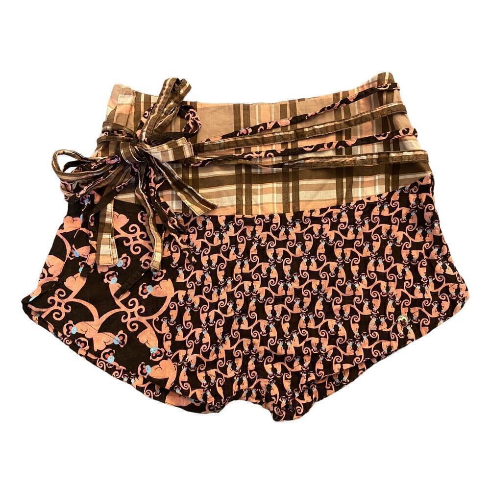 RARE FARM Rio Women's Monkey Printed Linen Blend Shorts Size Medium
